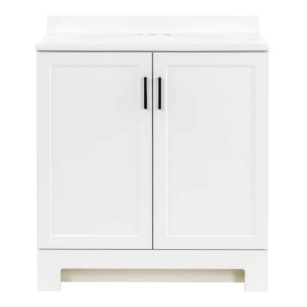 Oakley 31 in. Single Sink White Bath Vanity with White Cultured Marble Top (Assembled)
