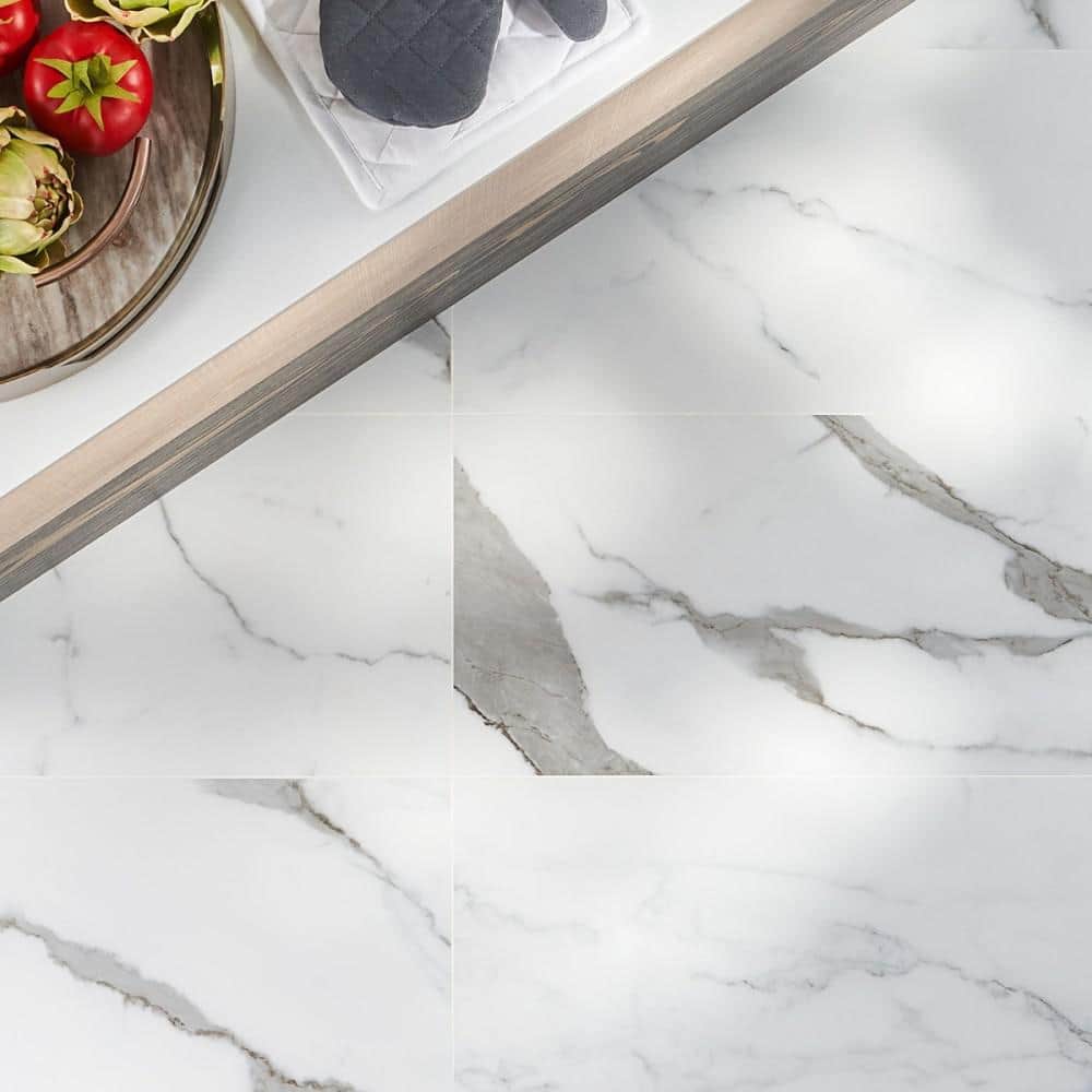 Saroshi 12x24 Matte Porcelain Marble Look Floor and Wall Tile