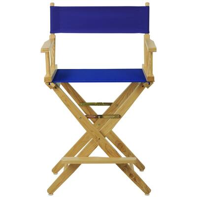 24 in. Extra-Wide Natural Wood Frame With Royal Blue Canvas Seat Folding Directors Chair