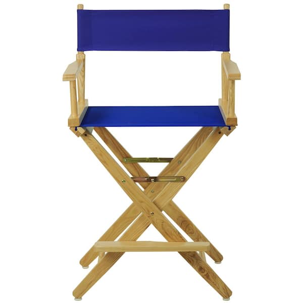 American Trails 24 in. Extra-Wide Natural Wood Frame With Royal Blue Canvas Seat Folding Directors Chair