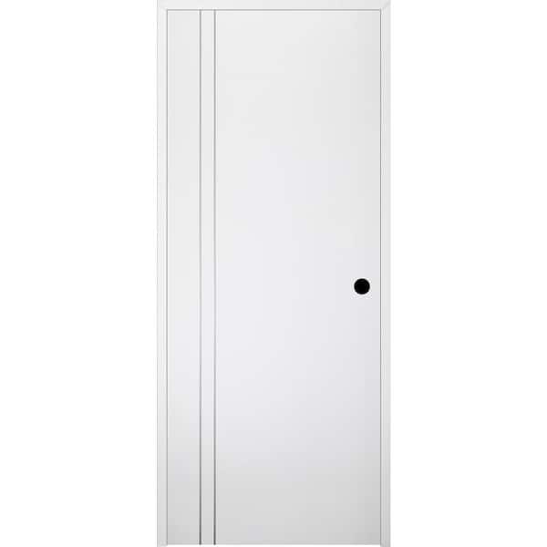Stella 2V 30 in. x 80 in. Left-Handed Solid Core Snow White Wood Composite Single Prehung Interior Door