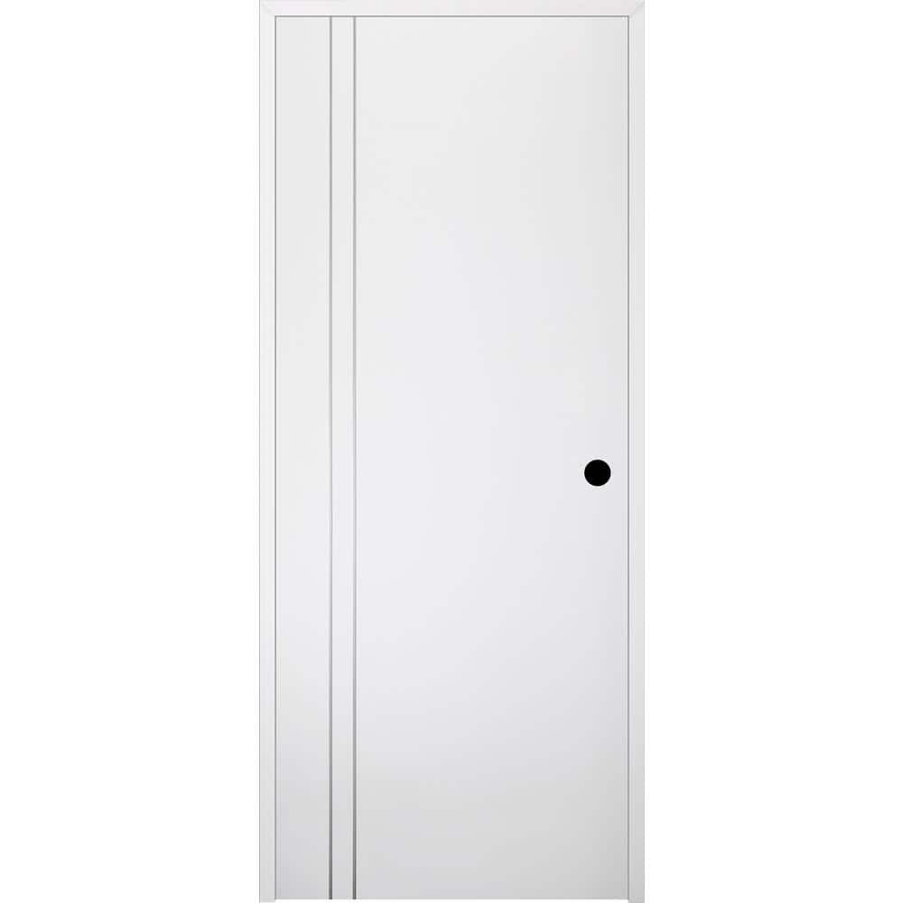 Belldinni Stella 2V 30 in. x 80 in. Left-Handed Solid Core Snow White Wood Composite Single Prehung Interior Door, White/Snow White -  155090