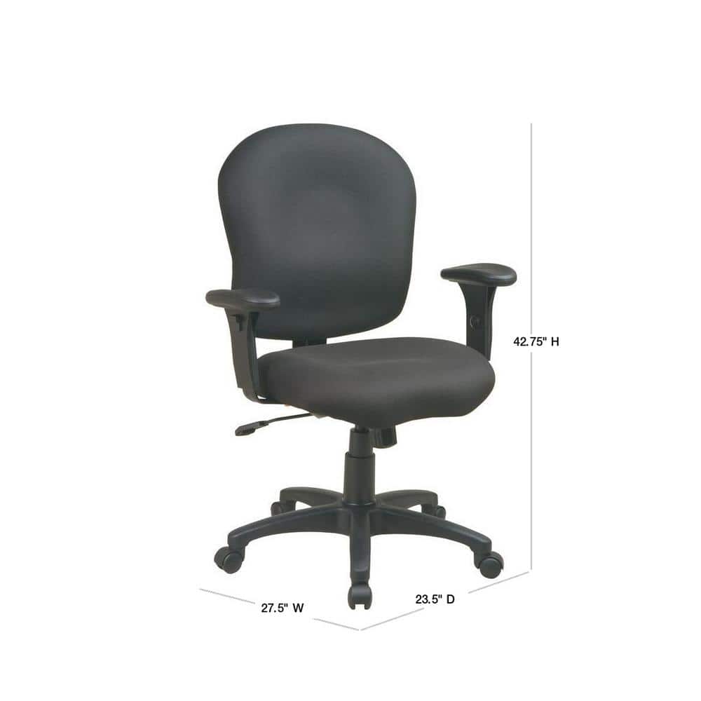 Gray Adjustable Fabric Task Chair with Swivel and Arms