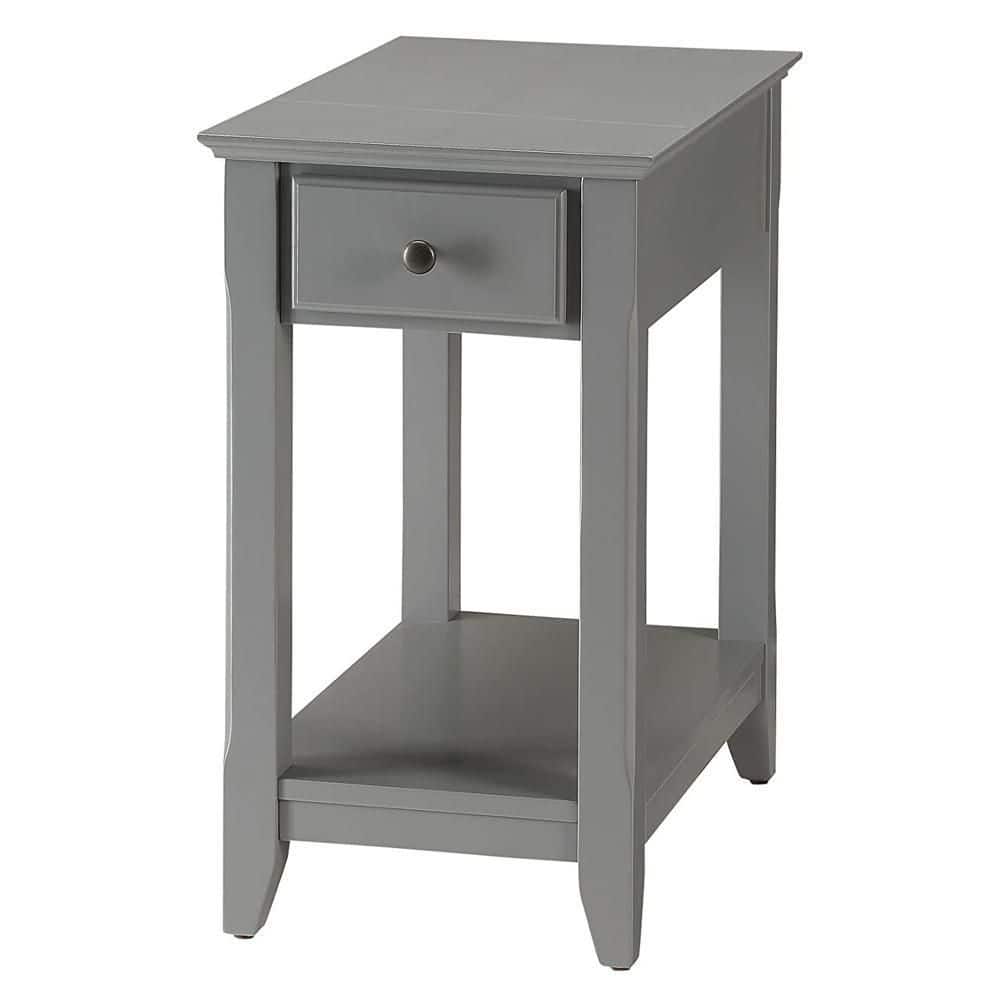 Gray Wooden Rectangular Side Table with Storage