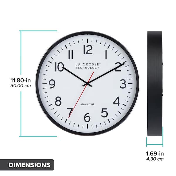 La Crosse Technology 11.8 in. Atomic Metal Analog Wall Clock 404