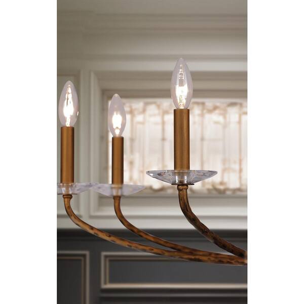 ◆RIETI◆ CANDELA IVORY RT 4035 C2 Cesta Large Linear Chandelier in Gilded Iron with Linen Shades