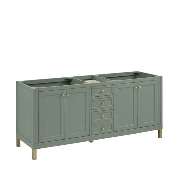 Chicago 71.9 in. W x 23.3 in. D x 32.6 in. H Double Bath Vanity Cabinet Without Top in Smokey Celadon