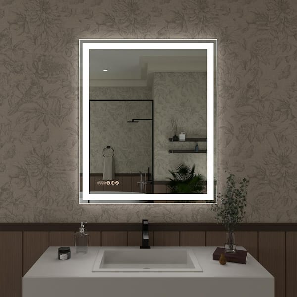 Hermitage Bath Swarm 30 in. W x 36 in. H Rectangular Frameless LED Wall Bathroom Vanity Mirror
