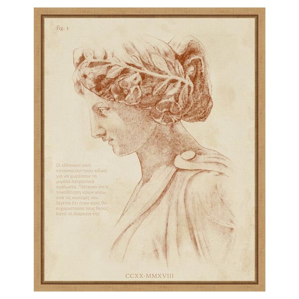 Amanti Art Sepia Greek Statues I by Annie Warren 16 in. W x 20 in. H. Canvas Wall Art Print Framed in Brown