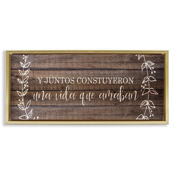 Stupell Industries Rustic Together We Built by Kim Allen Gold Floater Frame Typography Graphic Art Print 14 in. x 31 in.