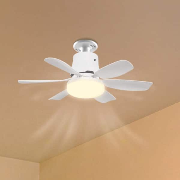 18.5 in. White 3-Speed Ceiling Fan with 5 Blades LED Flush Mount Light, Dimmable for Modern Indoor Rooms