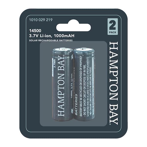 Hampton Bay Lithium Phosphate 3.7-Volt 1000mAh Rechargeable Solar Batteries AA for Outdoor Solar Light Fixtures (2-Pack)