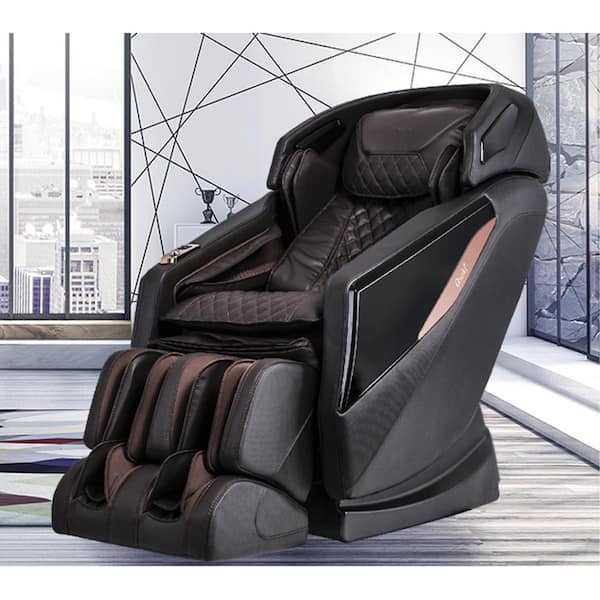 Yamato Series Brown Faux Leather Reclining 2D Massage Chair with Heated Seat and Bluetooth Speakers