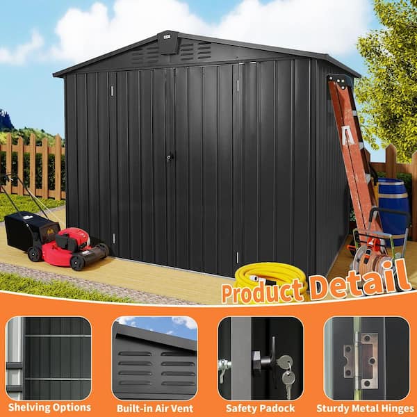 ToolCat 8.2 ft. W x 6.2 ft. D Metal Outdoor Tool Storage Shed with