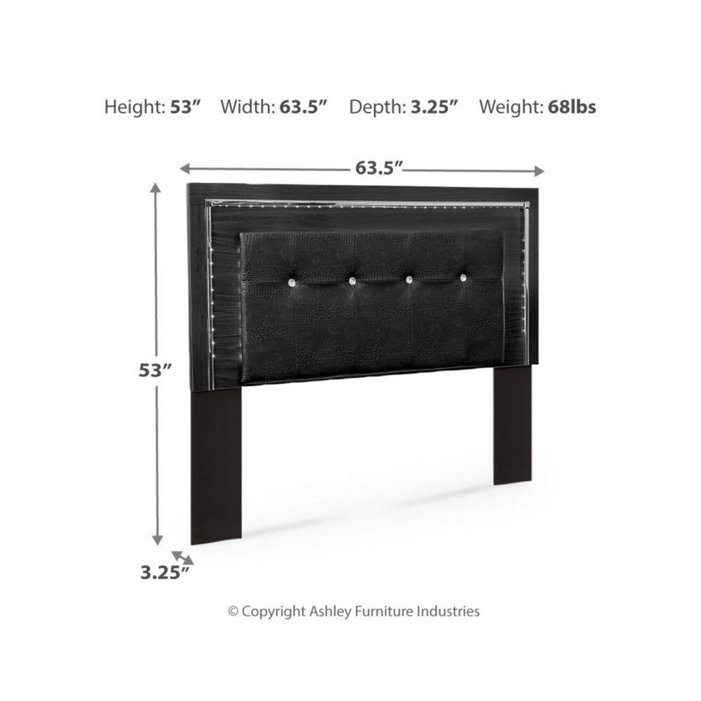 Kaydell Black Upholstered Queen Storage Bed with LED Lighting