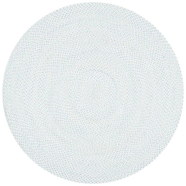 SAFAVIEH Braided Ivory/Light Blue 7 ft. x 7 ft. Round Solid Area Rug