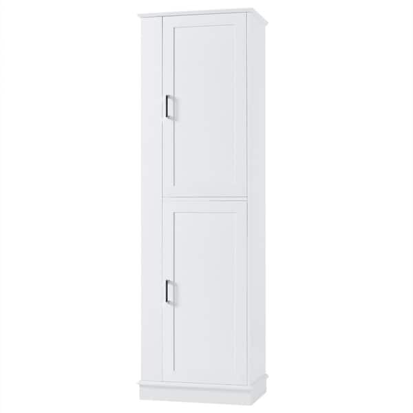 Anky 21 in. W 14 in. D 68 in. H White MDF Freestanding Bathroom Storage Linen Cabinet