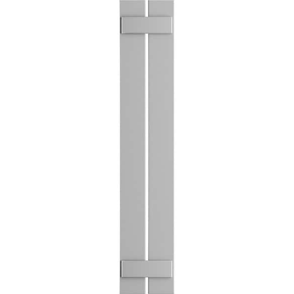 Ekena Millwork 11-1/4 in. x 43 in. True Fit PVC Two Board Spaced Board and Batten Shutters, Hailstorm Gray (Per Pair)