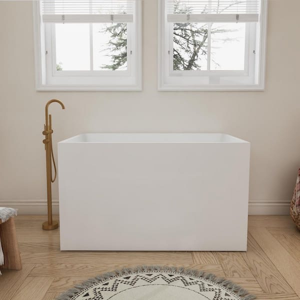 43.3 in. x 27.5 in. Acrylic Flatbottom Freestanding Bathtub Soaking Bathtub in White