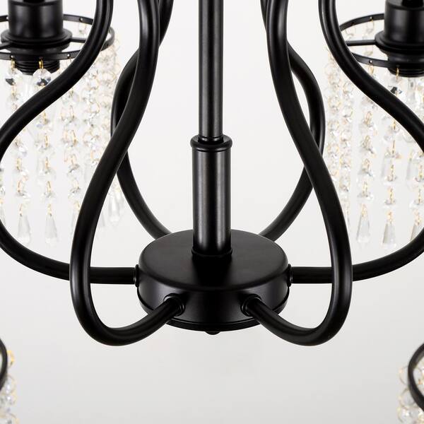 LLHZSY 30.3 in. 6-Light Black Classic Farmhouse Crystal
