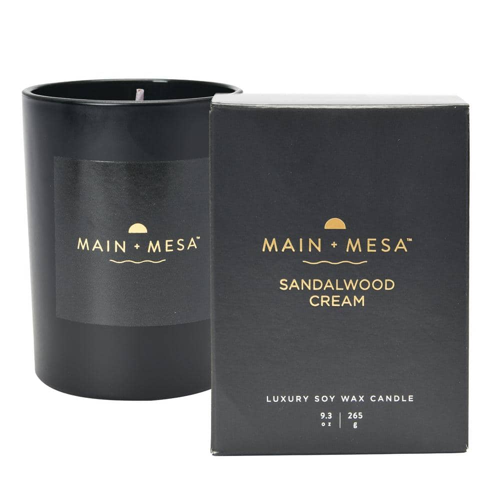 9.3 fl. oz. Sandalwood Cream Scented Candle in Matte Black Glass and Gift B