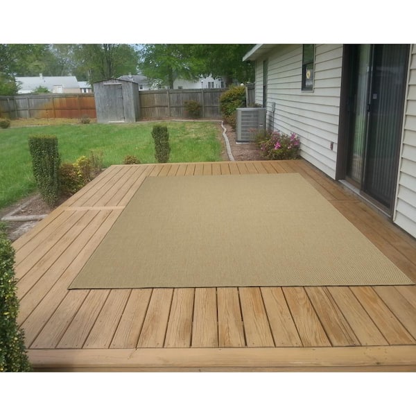 Ottomanson Cannes Collection Solid Design 5x7 Non Shedding Indoor/Outdoor Area Rug, 5 ft. 3 in. x 6 ft. 11 in., Cream