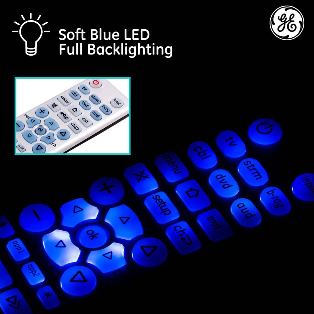 Silver 6-Device Backlit Universal TV Remote Control