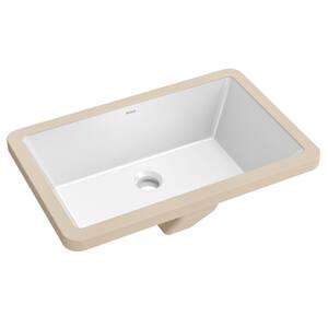 Elavo 21-1/8 in. Rectangular Porcelain Ceramic Undermount Bathroom Sink in White with Overflow Drain