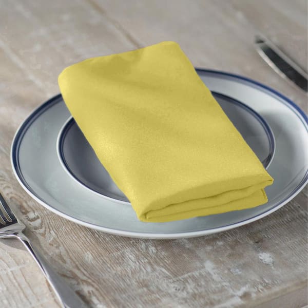 La Linen Pack-10 Polyester Poplin Napkin 18 by 18-Inch, Light Yellow