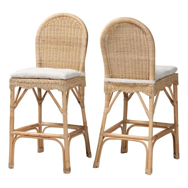 Bilu 27.6 in. Natural Rattan Bar Stool (Set of 2)