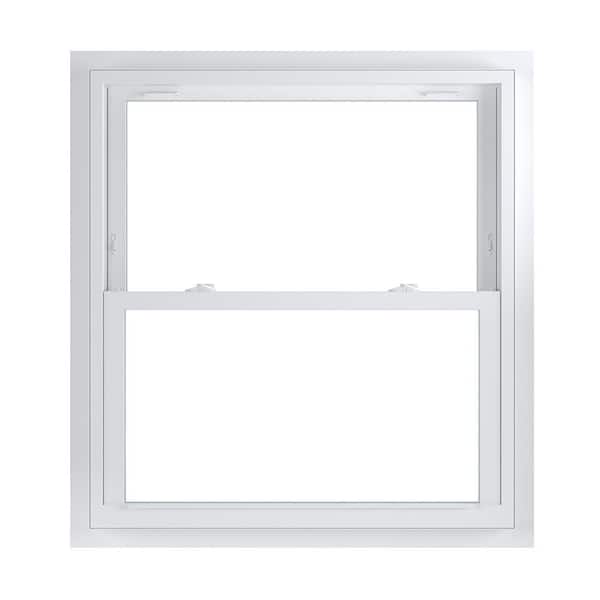 American Craftsman 37.75 in. x 40.75 in. 70 Series White Double Hung Low-E Argon Glass Vinyl Fin with J Window, Screen Incl