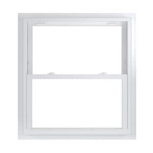37.75 in. x 40.75 in. 70 Series Low-E Argon Glass Double Hung White Vinyl Fin with J Window, Screen Incl
