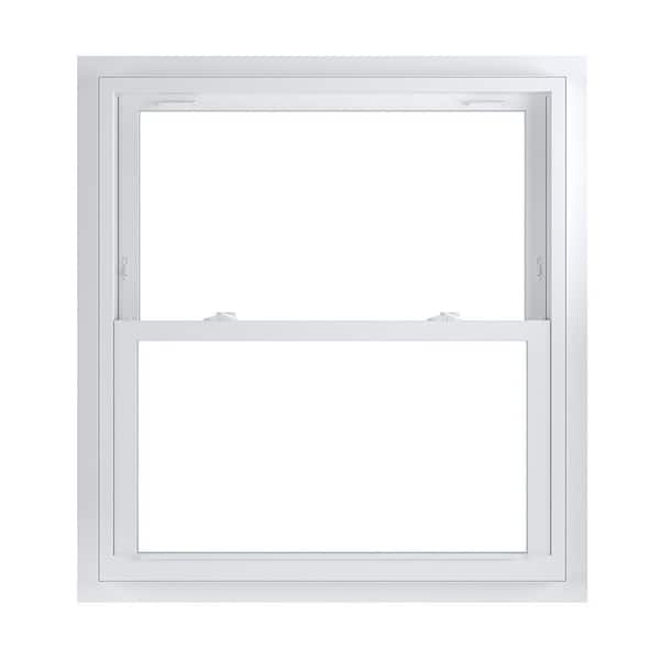 American Craftsman 37.75 in. x 40.75 in. 70 Series Low-E Argon Glass Double Hung White Vinyl Fin with J Window, Screen Incl