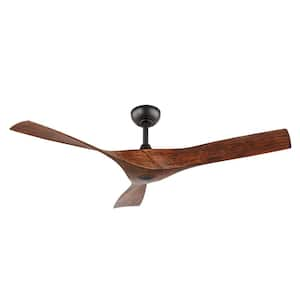 52 in. Indoor DC Ceiling Fan without Lights, Walnut Bronze Ceiling fan with Remote