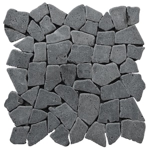 Fit Tile Black 11 in. x 11 in. x 9.5 mm Indonesian Marble Mesh-Mounted Mosaic Tile (9.28 sq. ft. / case)