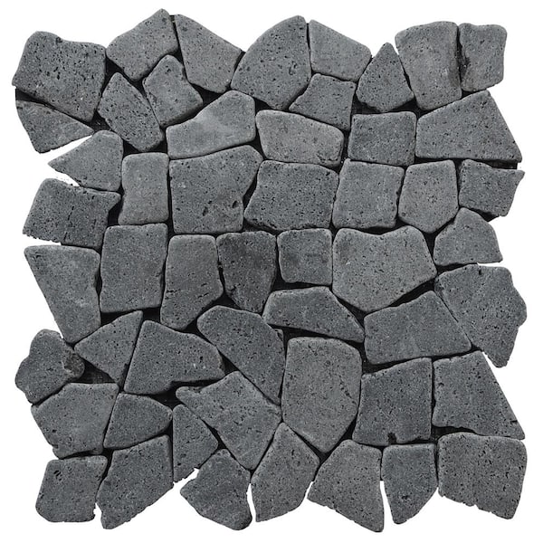 TILE CONNECTION Fit Tile Black 11 in. x 11 in. x 9.5 mm Indonesian Marble Mesh-Mounted Mosaic Tile (9.28 sq. ft. / case)