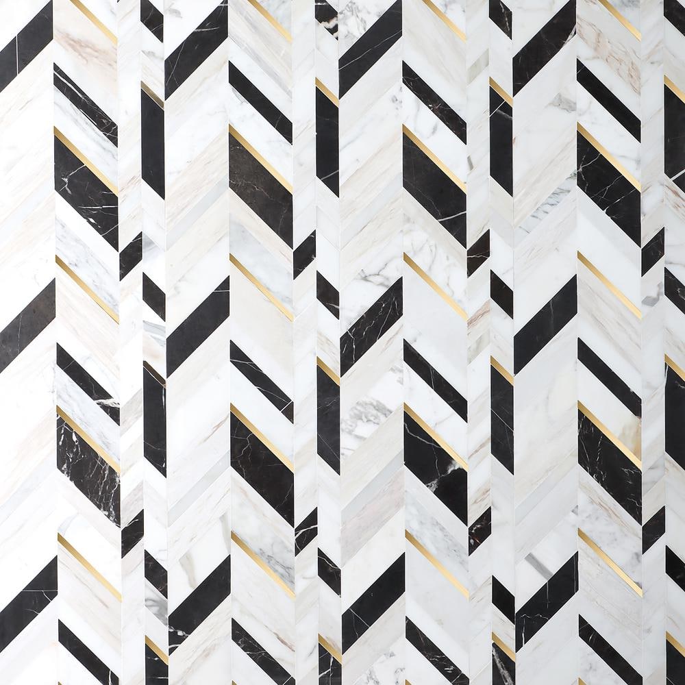 Tyra Saint Laurent 4 in. x 0.39 in. Polished Marble Wall Mosaic Tile Sample price history on PriceWatchPro