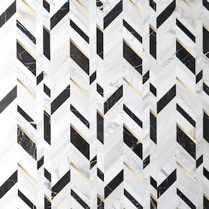 Tyra Saint Laurent 11.81 in. x 18.89 in. Polished Marble Wall Mosaic Tile (1.55 sq. ft./Each)