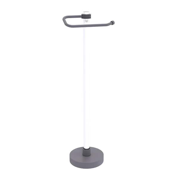 Allied Brass Clearview Euro Style Free Standing Toilet Paper Holder with Dotted Accents in Matte Gray