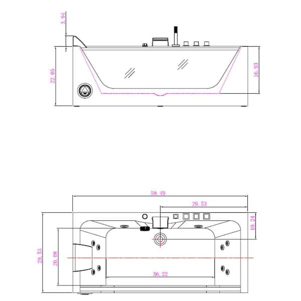 59 X 59 Acrylic Corner Whirlpool Bathtub - 10 Water Jets - Led Lights -  Left Side Drain - 3-Side Alcove Install - On Sale - Bed Bath & Beyond -  33418073