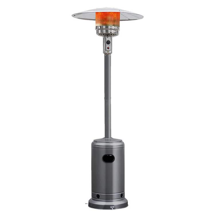 Gymax 50000 BTU Grey Patio Standing LP Gas Heater Stainless Steel Propane with Wheels