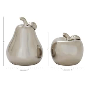 Silver Dolomite Glam Fruit Sculpture (Set of 2)