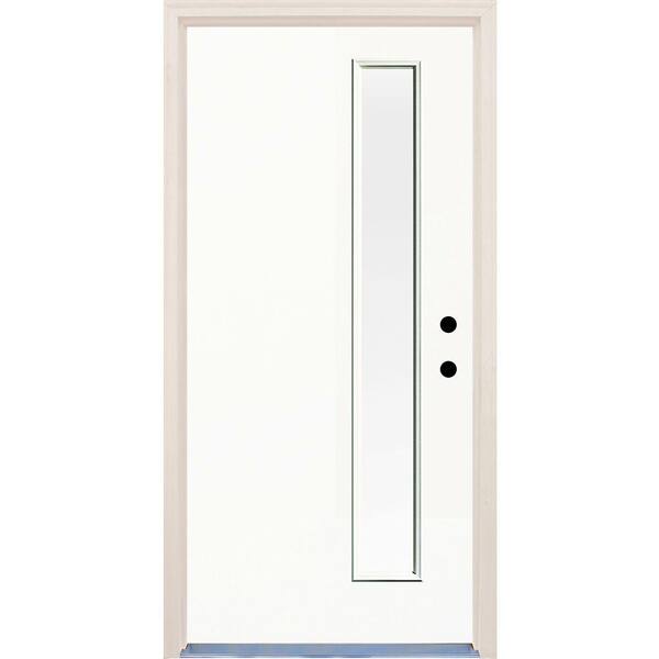 Builders Choice 36 in. x 80 in. Left-Hand Classic 1 Lite Clear Glass Painted Fiberglass Prehung Front Door with Brickmould