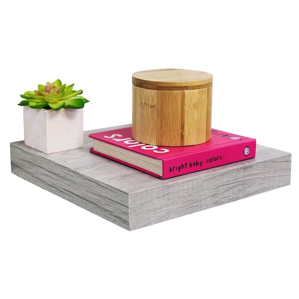 Home Basics MDF Grey Floating Shelf 9.25in x 9.25in x 1.50in