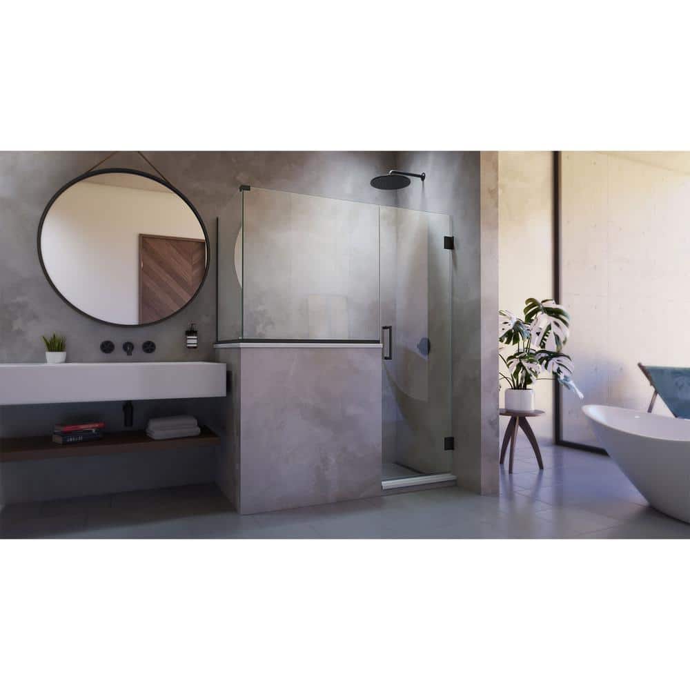 Matte Black Frameless Hinged Shower Enclosure with Clear Glass
