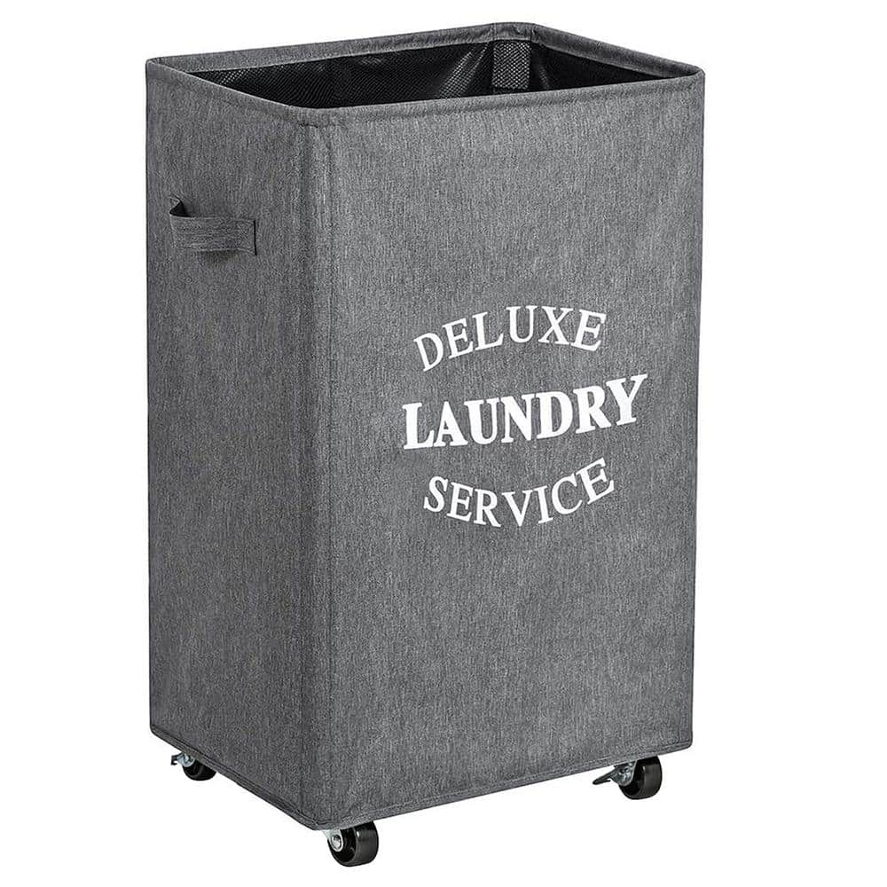 Bronze Chevron Wire Rolling Laundry Hamper with Canvas Liner