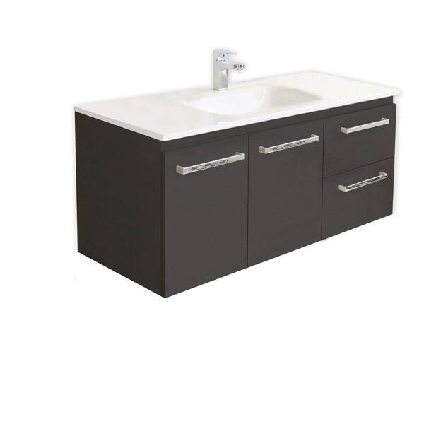 Architectural Designer Products Pamela Collection 1200 47-1/4 in. Vanity in Espresso with Poly-Marble Vanity Top in White-DISCONTINUED