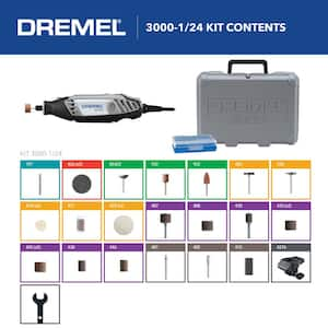 3000 Series 1.2 Amp Variable Speed Corded Rotary Tool Kit with 24 Accessories, 1 Attachment and Carrying Case