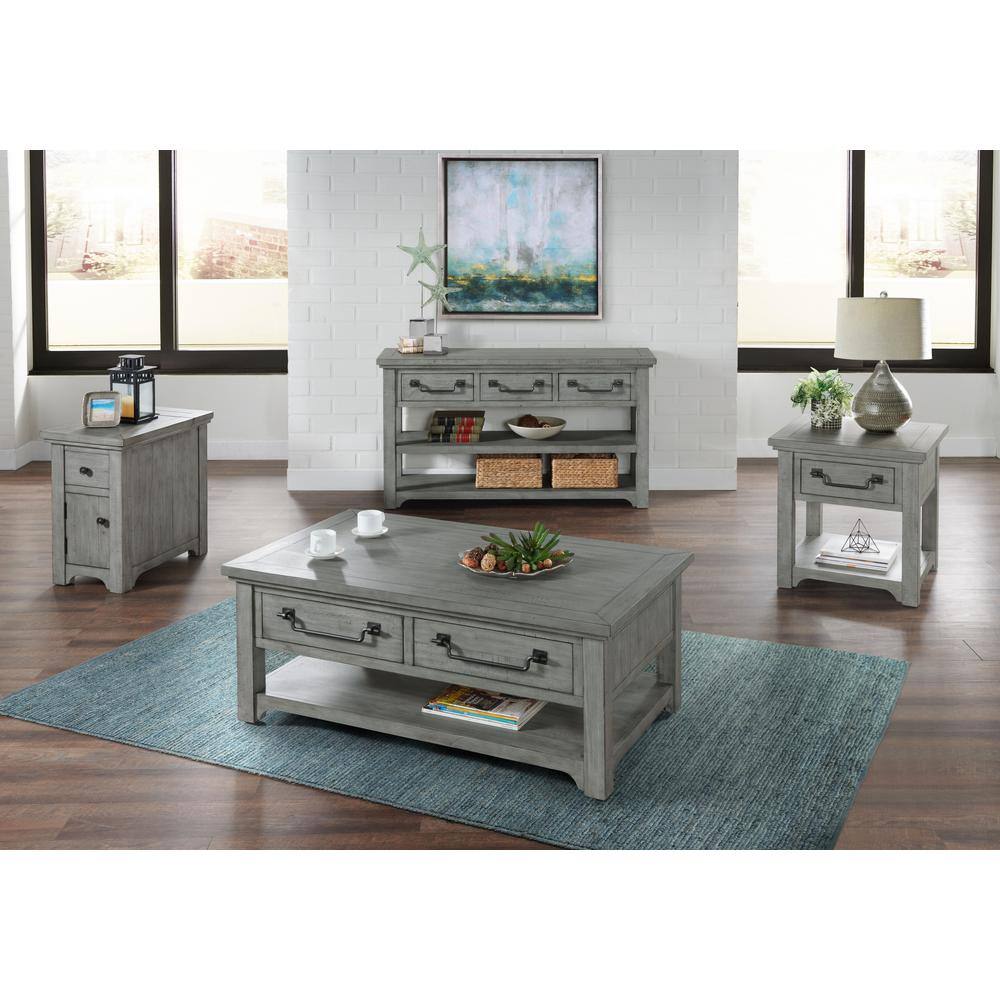 Dove Grey Solid Pine Rectangular Coffee Table with Storage