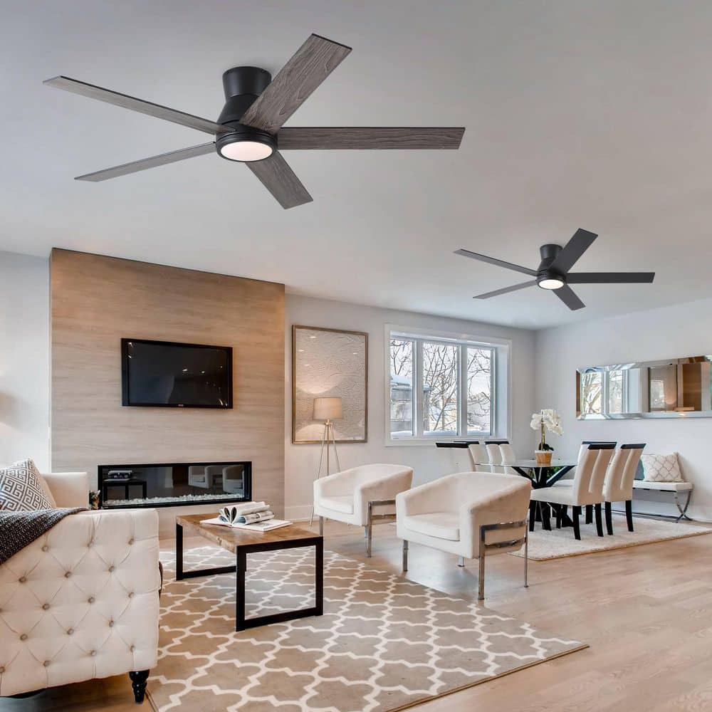 Hushine 2-pack 52 in. Indoor Black Flush Mount LED Standard Ceiling Fan with Light, Remote Included and Reversible Blade price history on PriceWatchPro
